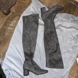 Marc Fisher Black and Gray Leather Boots new size 7 over the knee